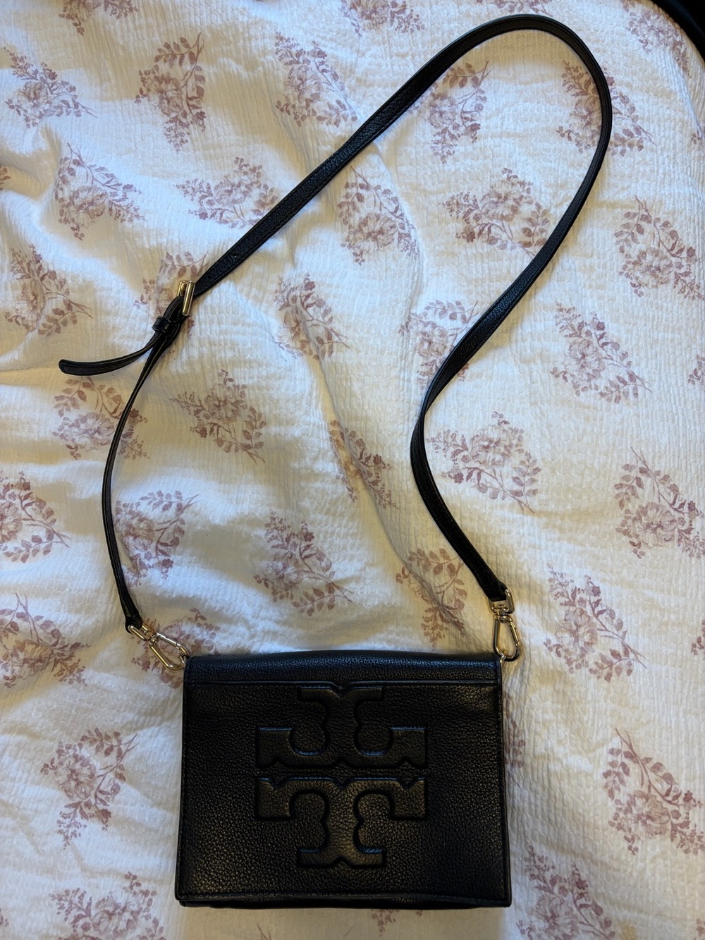 Tory Burch Black Pebbled Leather Crossbody Bag